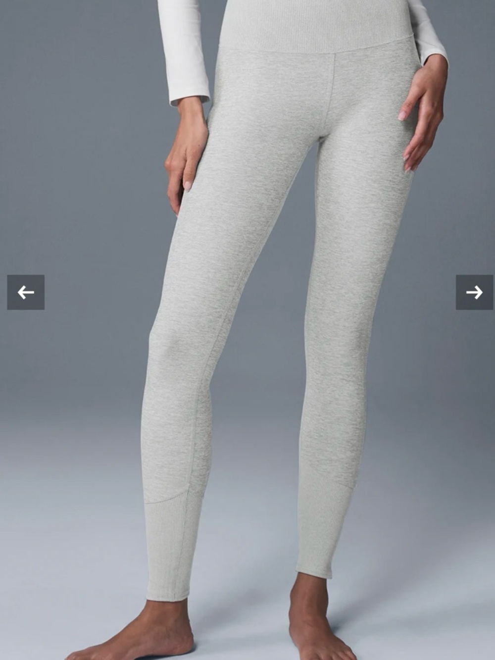 ALO Yoga Light Grey High-Rise Ribbed Leggings